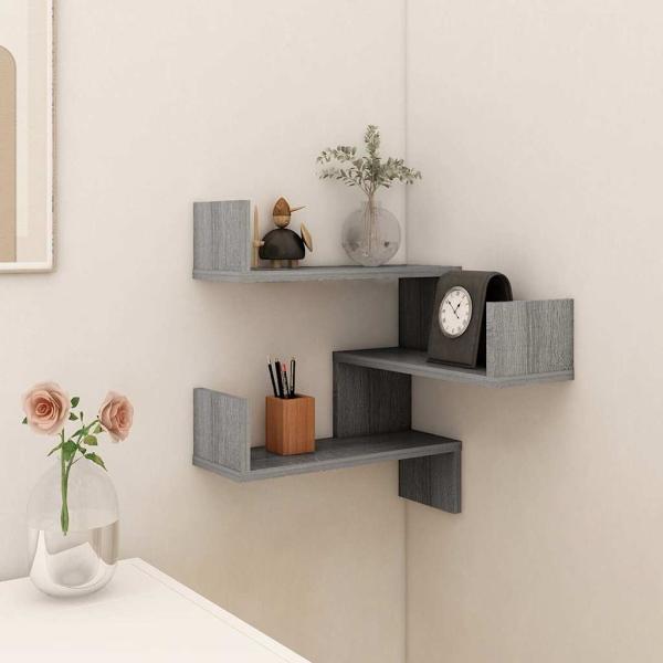 ARDEBO.de - Wand-Eckregal Grau Sonoma 40x40x50 cm Holzwerkstoff