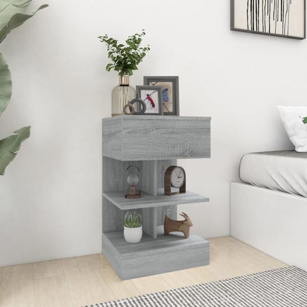 ARDEBO.de - Nachttisch Grau Sonoma 40x35x65 cm Holzwerkstoff