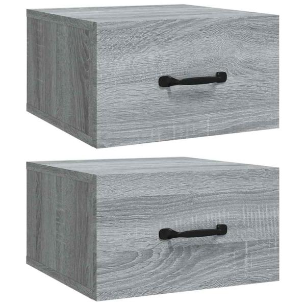 Wand-Nachttische 2 Stk. Grau Sonoma 35x35x20 cm