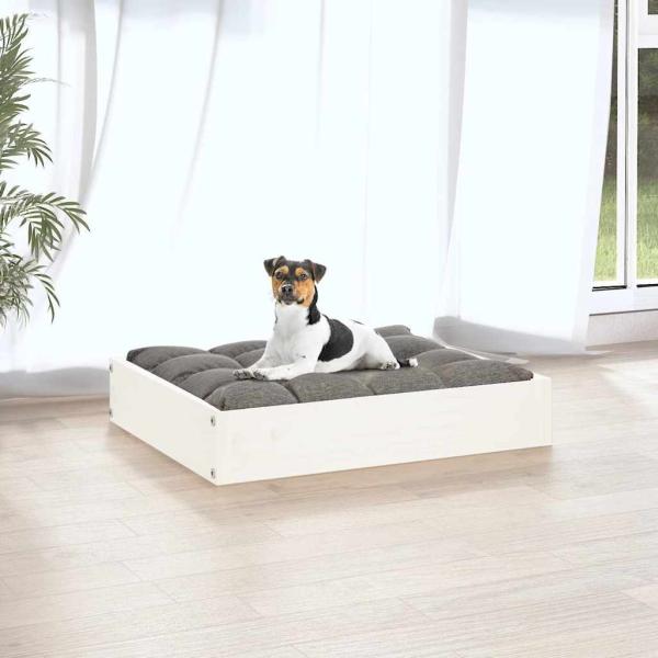 Hundebett Weiß 51,5x44x9 cm Massivholz Kiefer