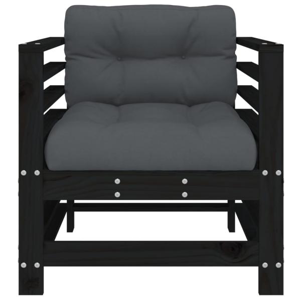 Gartenstühle mit Kissen 2 Stk. Schwarz Massivholz Kiefer