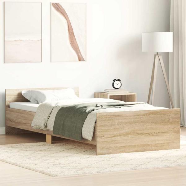 ARDEBO.de - Bettgestell ohne Matratze Sonoma-Eiche 100x200 cm Holzwerkstoff