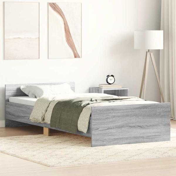 ARDEBO.de - Bettgestell Grau Sonoma 100x200 cm Holzwerkstoff