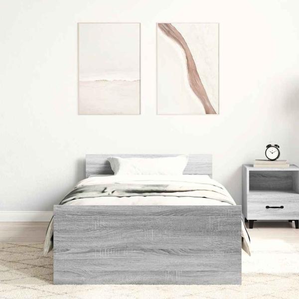 Bettgestell Grau Sonoma 100x200 cm Holzwerkstoff