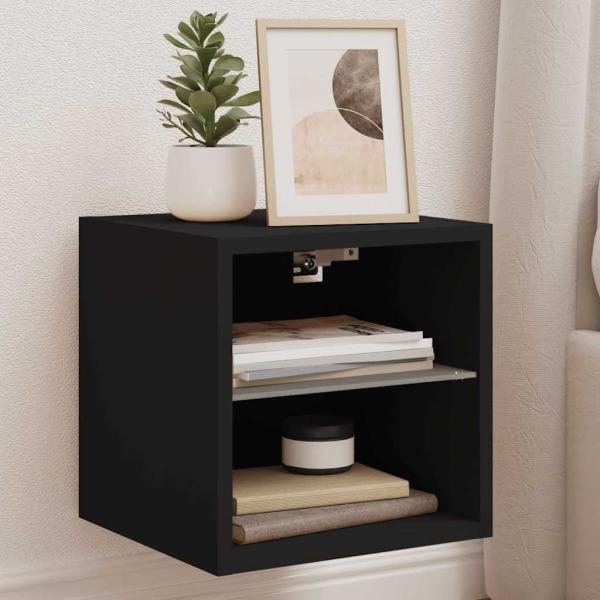 ARDEBO.de - TV-Wandschrank mit LED-Leuchten Schwarz 30x28,5x30 cm