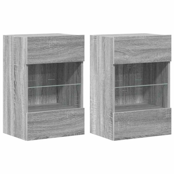 Wandschränke mit LED-Leuchten für TV 2 Stk. Grau Sonoma
