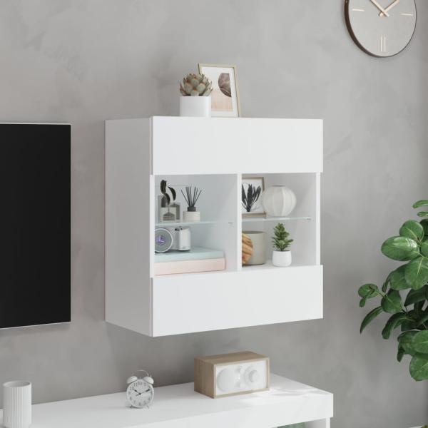 TV-Wandschrank mit LED-Leuchten Weiß 58,5x30x60,5 cm