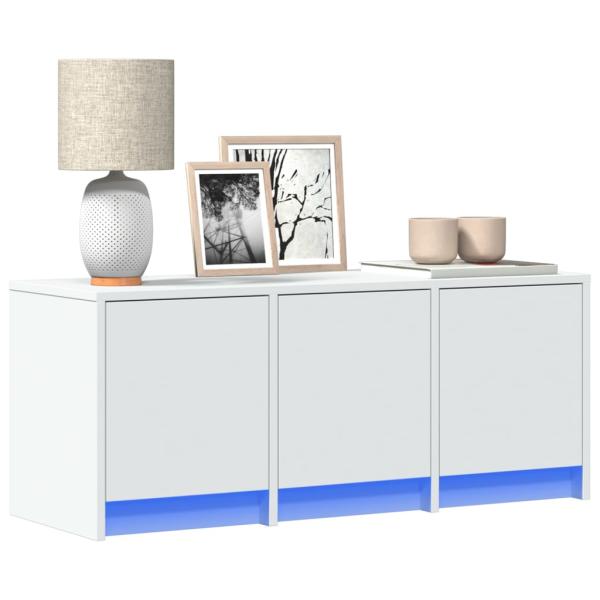 ARDEBO.de - TV-Schrank mit LED-Beleuchtung Weiß 97x34x40 cm Holzwerkstoff