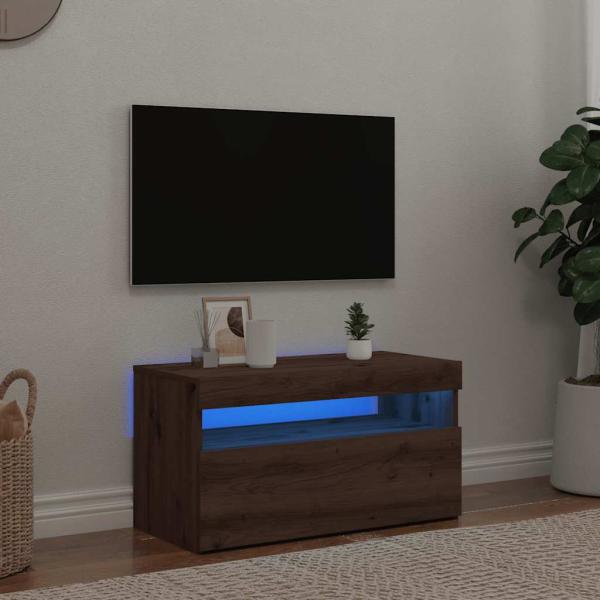 ARDEBO.de - TV-Schrank mit LED-Leuchten Artisan-Eiche 75x35x40 cm