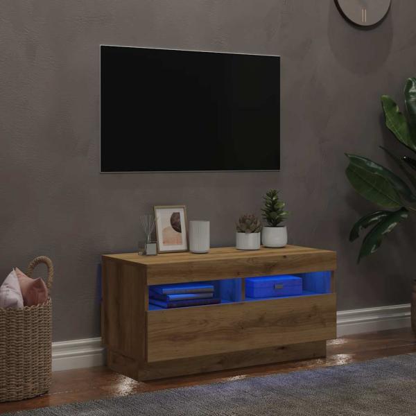 TV-Schrank mit LED-Leuchten Artisan-Eiche 80x35x40 cm