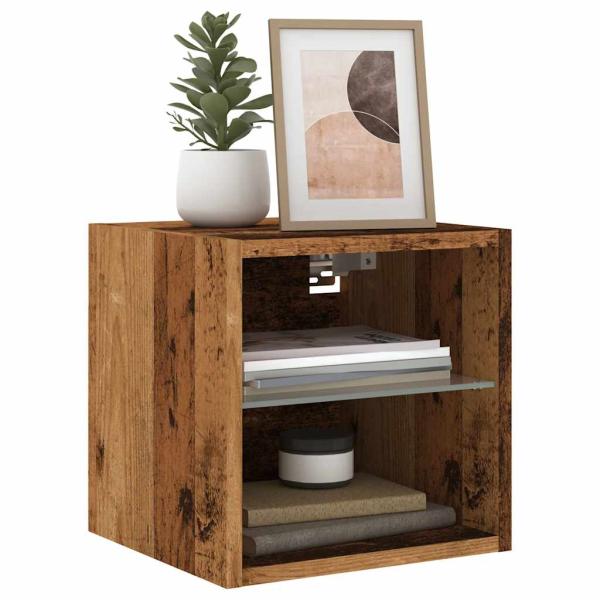 ARDEBO.de - TV-Wandschrank mit LED-Leuchten Altholz-Optik 30x28,5x30 cm
