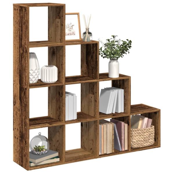 ARDEBO.de - Raumteiler-Bücherregal 4 Stufen Altholz-Optik 131,5x29x131,5 cm