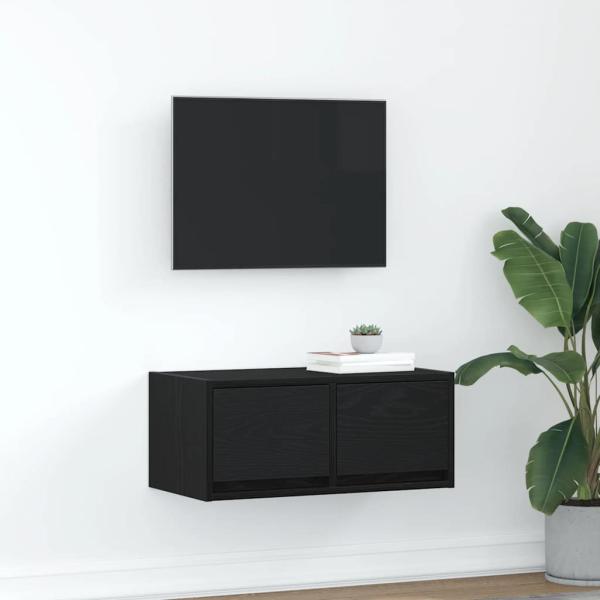 ARDEBO.de - TV-Schrank Schwarz Eichen-Optik 60x31x25,5 cm Holzwerkstoff