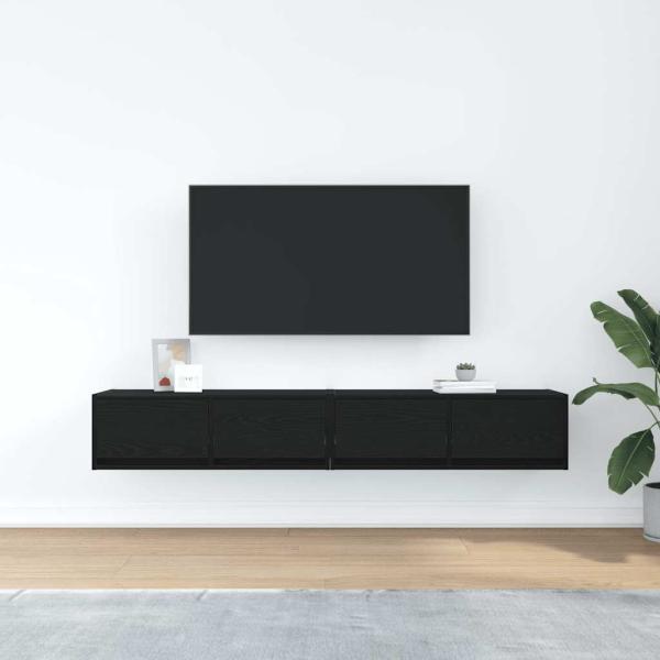 TV-Schränke 2 Stk. Schwarz Eichen-Optik 80x31x25,5 cm