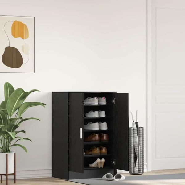ARDEBO.de - Schuhschrank 60 x 35 x 92 cm Holzwerkstoff Schwarz Eichen-Optik