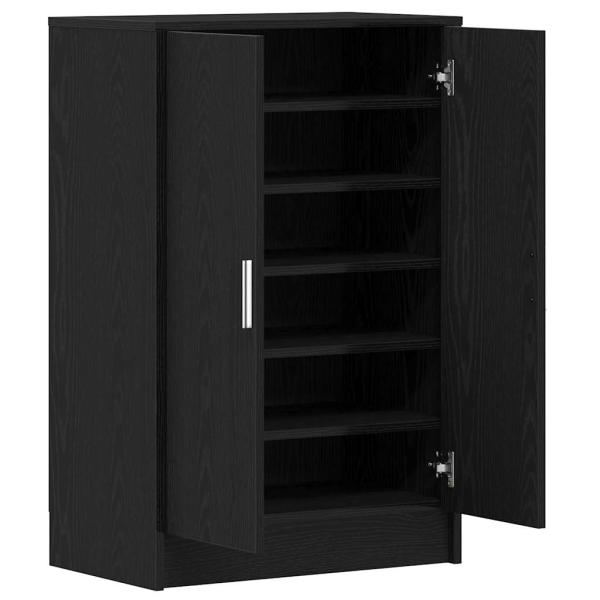 Schuhschrank 60 x 35 x 92 cm Holzwerkstoff Schwarz Eichen-Optik