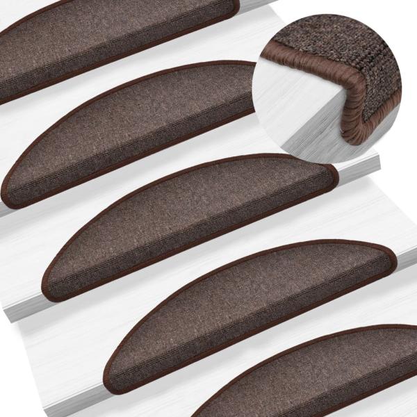 ARDEBO.de - Stufenmatten 15 Stk. 56x17x3 cm Kaffeebraun Halbrund