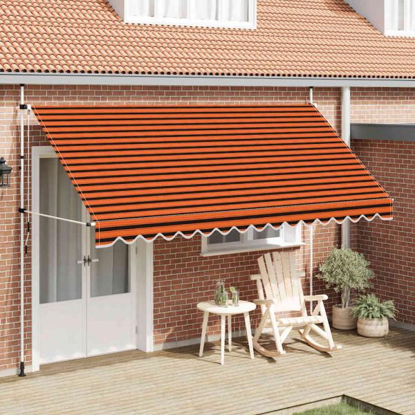 ARDEBO.de - Einziehbare Markise Handbetrieben 400 cm Orange und Braun