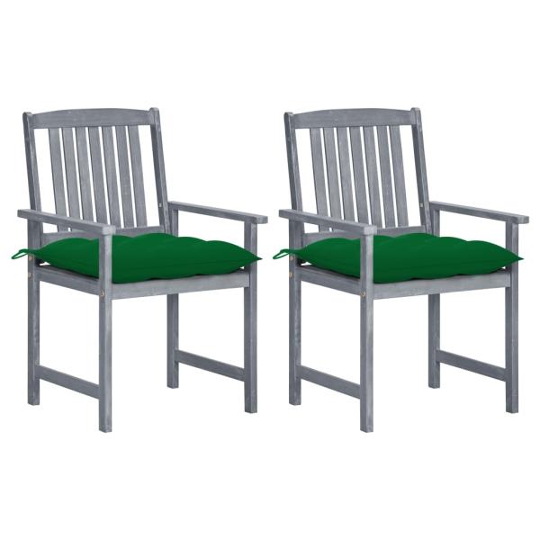 ARDEBO.de - Gartenstühle mit Kissen 2 Stk. Grau Massivholz Akazie