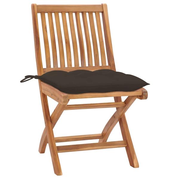 Klappst?hle 2 Stk. mit Taupe Kissen Massivholz Teak