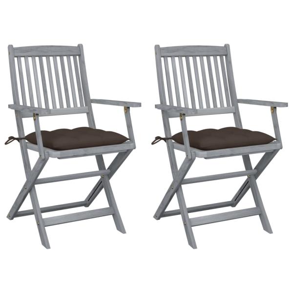 ARDEBO.de - Klappbare Gartenstühle 2 Stk. mit Kissen Massivholz Akazie