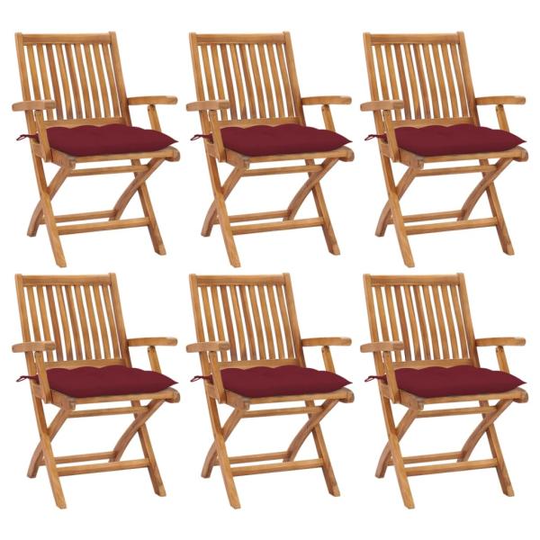 ARDEBO.de - Klappbare Gartenstühle mit Kissen 6 Stk. Massivholz Teak