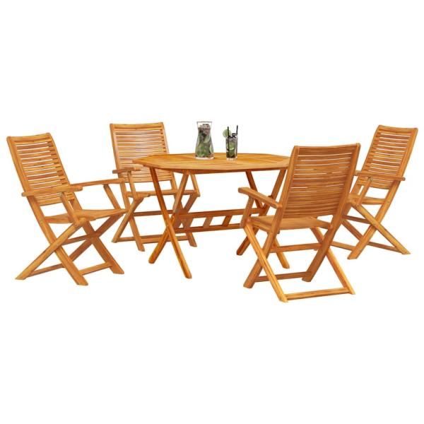 Garten Essgruppe 5 Stk. Braun Massivholz Akazie