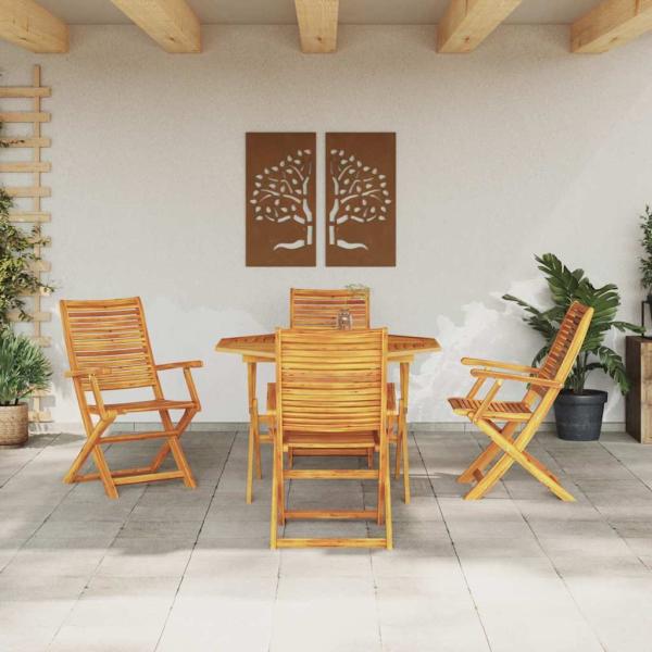 Garten Essgruppe 5 Stk. Braun Massivholz Akazie
