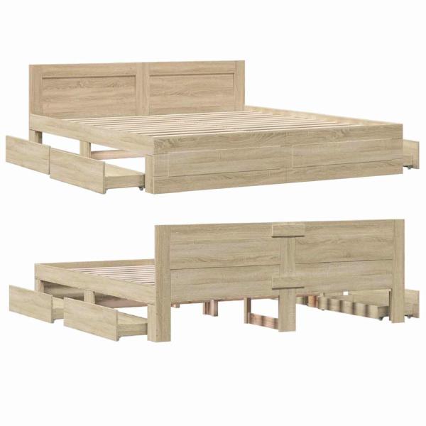 Bettrahmen mit Schubladen Sonoma 193 x 203 cm Holzwerkstoff