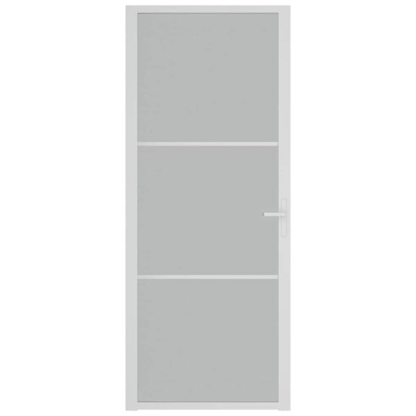 Innentür 83x201,5 cm Weiß Mattglas und Aluminium