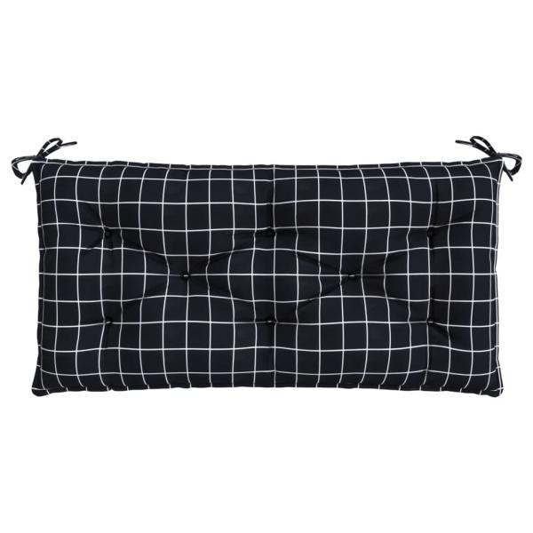 Gartenbank-Auflage Schwarz Karomuster 110x50x7 cm Stoff