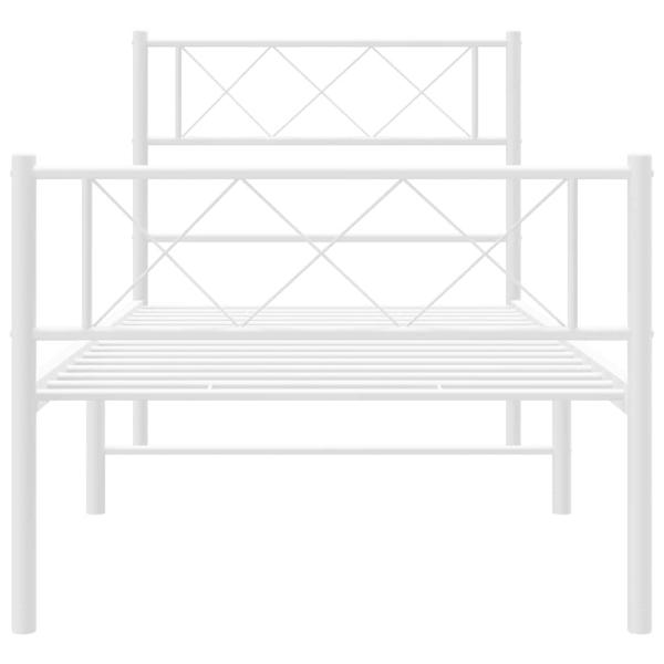 Bettgestell mit Kopf- und Fußteil Metall Weiß 100x200 cm