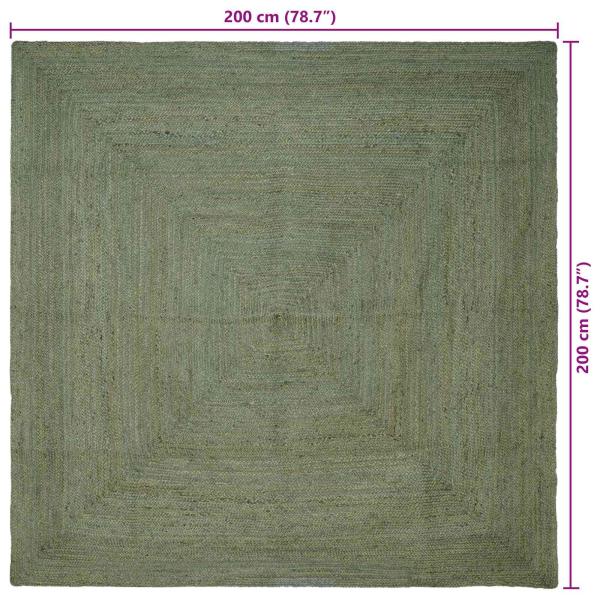 Bereichsteppiche Quadratisch Olive Grün 200 x 200 cm Jute