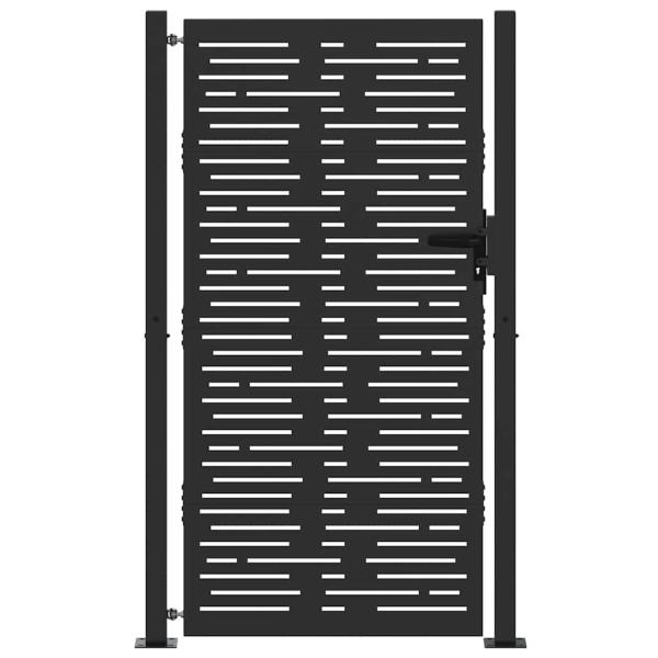 Gartentor Schwarz 110 x 180 cm Pulverbeschichteter Stahl