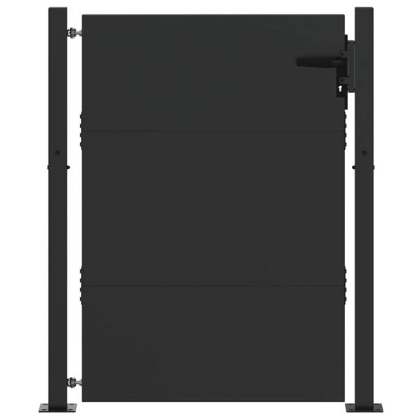 Gartentor Schwarz 110 x 155 cm Pulverbeschichteter Stahl
