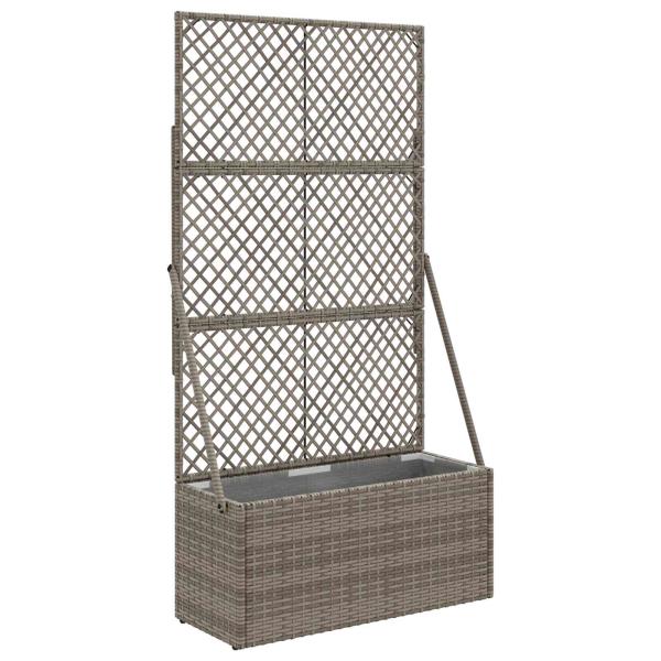 Gartenpflanzer mit Gitter Grau 70 x 30 x 135 cm Poly-Rattan