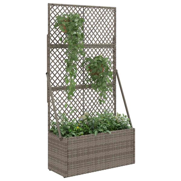 Gartenpflanzer mit Gitter Grau 70 x 30 x 135 cm Poly-Rattan