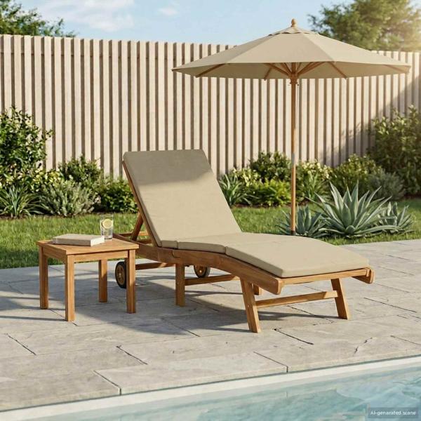 ARDEBO.de - Sonnenliege Polyester Braun und Beige