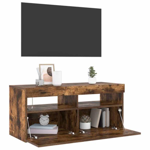 TV-Schrank mit LED-Leuchten Räuchereiche 90x35x40 cm