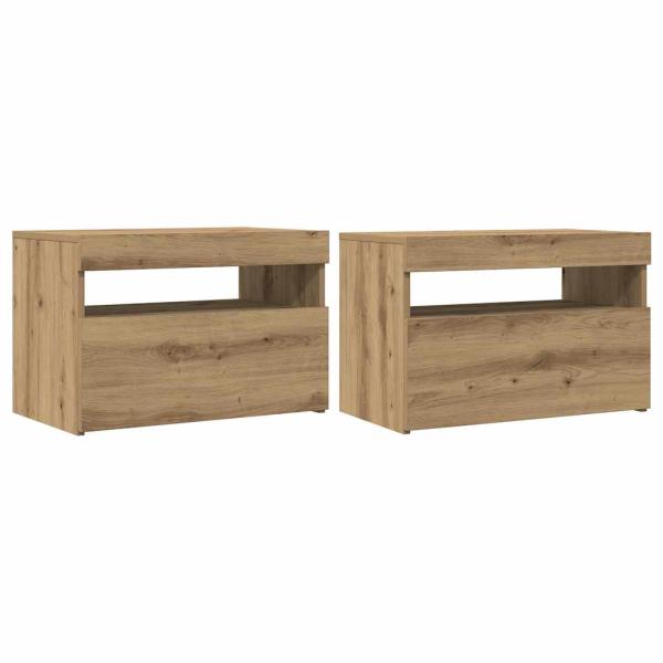 TV-Schränke mit LED-Leuchten 2 Stk. Artisan-Eiche Holzwerkstoff