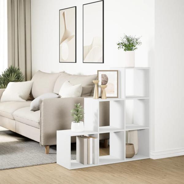 Raumteiler Bücherregal 3-stufig Weiß 99x29x99 cm Holzwerkstoff