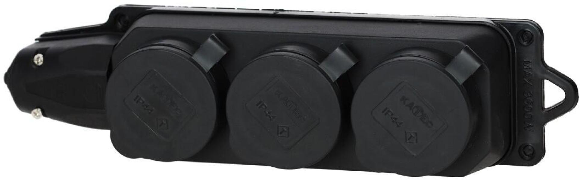 Bachmann 381.109 Steckdosenleiste, mit Deckel, 3-fach, schwarz