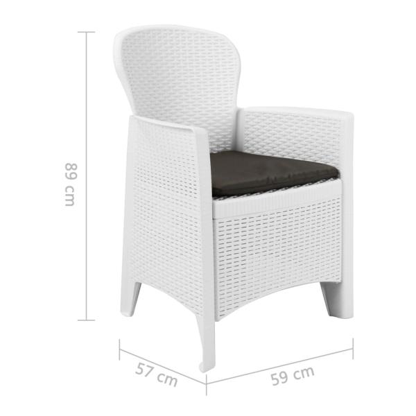 9-tlg. Garten-Essgruppe Kunststoff Weiß Rattan-Optik
