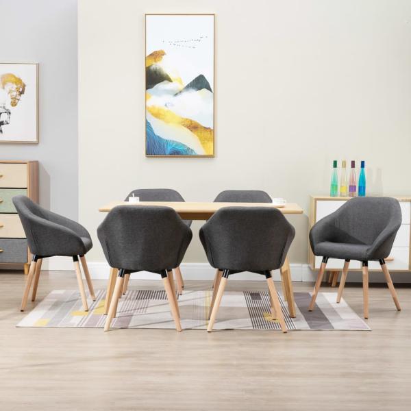 ARDEBO.de - Esszimmerstühle 6 Stk. Dunkelgrau Stoff