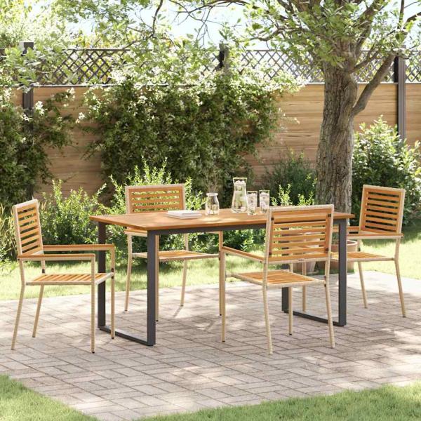 ARDEBO.de - Garten Essgruppe 5 stk. Beige Massivholz Akazie