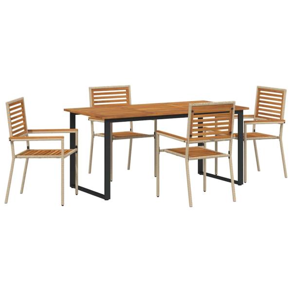 Garten Essgruppe 5 stk. Beige Massivholz Akazie