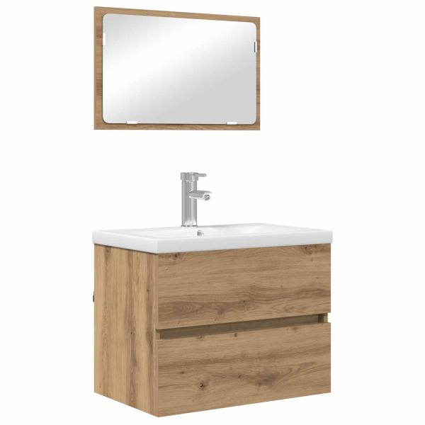 Badezimmermöbel-Set 3 Stk. Artisan-Eiche Holzwerkstoff