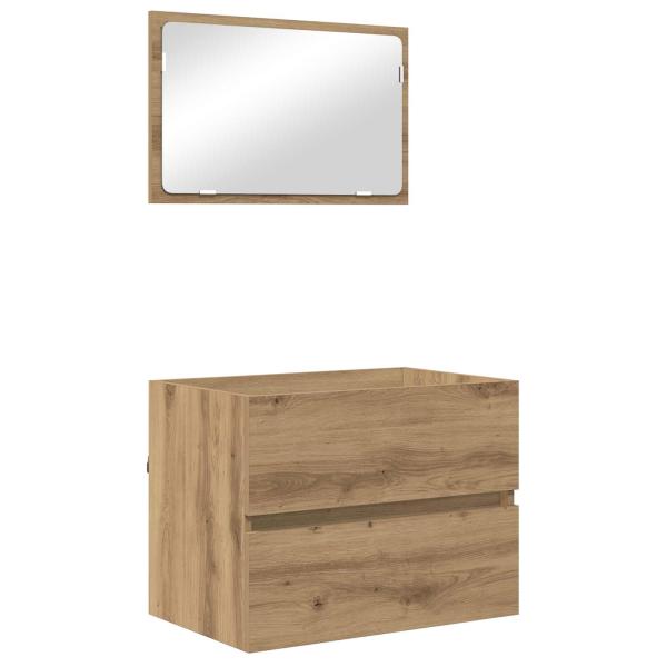 Badezimmermöbel-Set 3 Stk. Artisan-Eiche Holzwerkstoff
