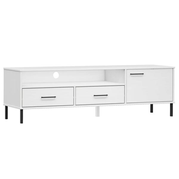 TV-Schrank OSLO mit Metallbeinen Weiß Massivholz Kiefer