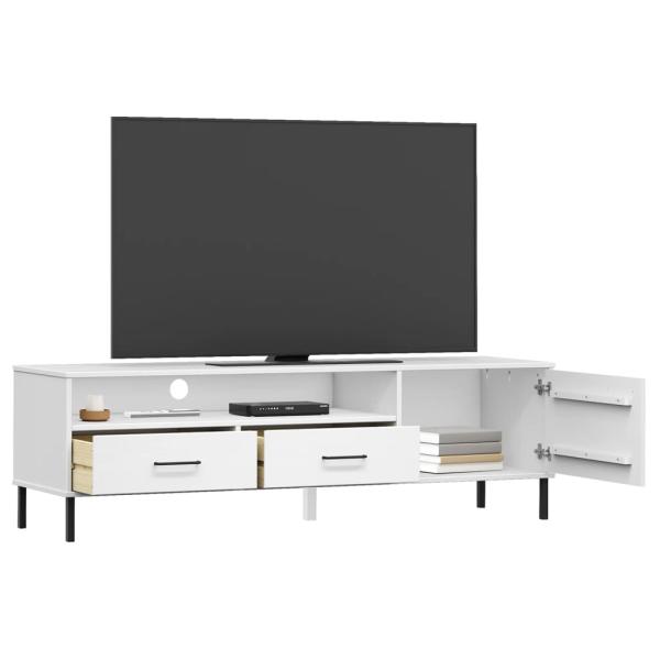 TV-Schrank OSLO mit Metallbeinen Weiß Massivholz Kiefer